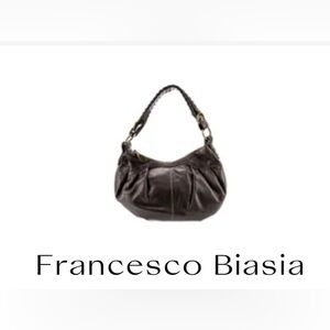 Francesco Biasia Genuine Leather Metallic Black Shoulder Bag